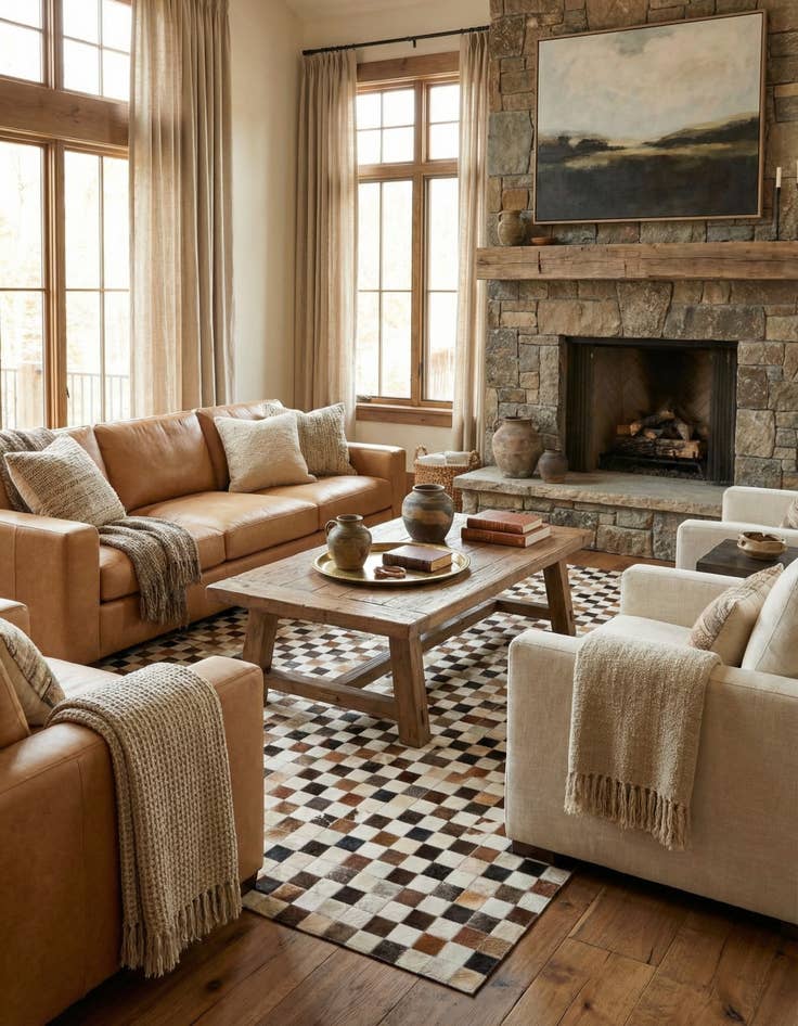 Detail image of 5' x 8' Cowhide Stocks Rug