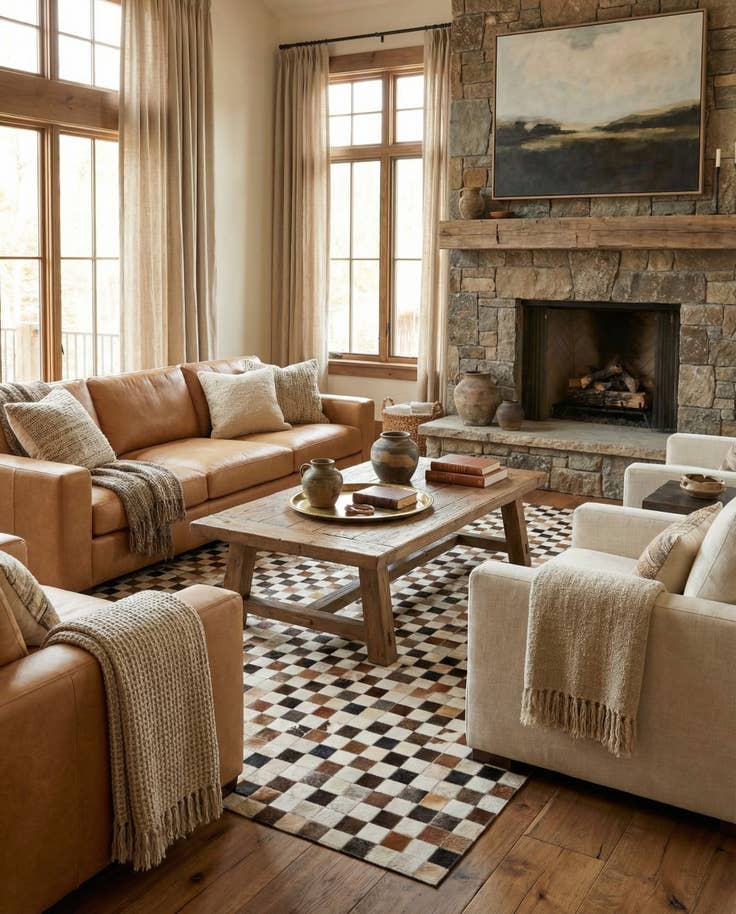 Detail image of 5' x 8' Cowhide Stocks Rug