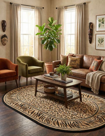 Light Brown Savannah Oval Rug