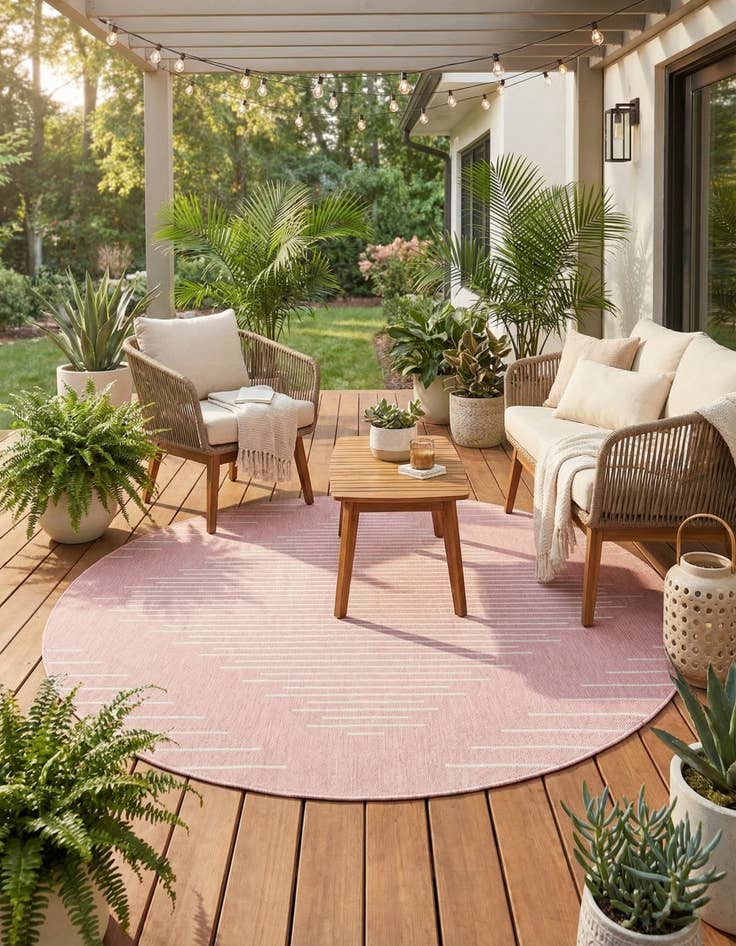 Detail image of 10' 8 x 10' 8 Easy-Clean Modern Indoor / Outdoor Round Rug