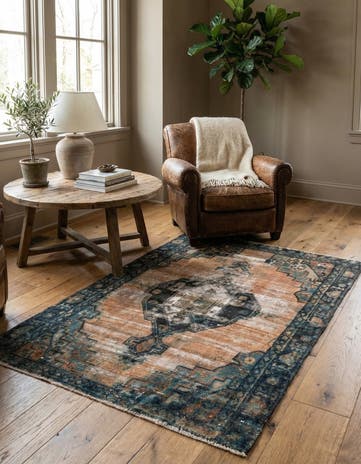 4' x 5' 9 Hand Knotted Ultra Vintage Persian Wool Rug