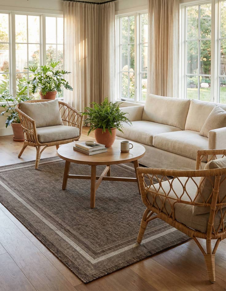 Detail image of  7' 10 x 10'  Washable Border Indoor / Outdoor Rug