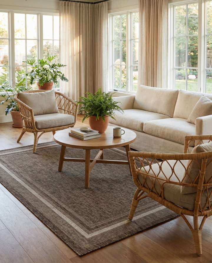 7' 10 x 10' Easy-Clean Border Indoor / Outdoor Rug