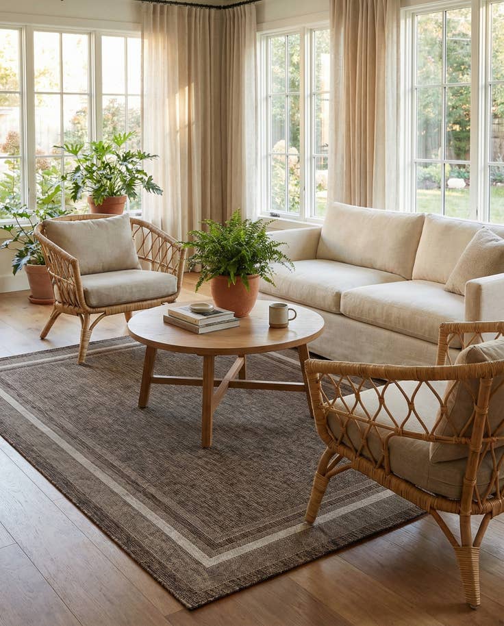 Detail image of 7' 10 x 10' Easy-Clean Border Indoor / Outdoor Rug