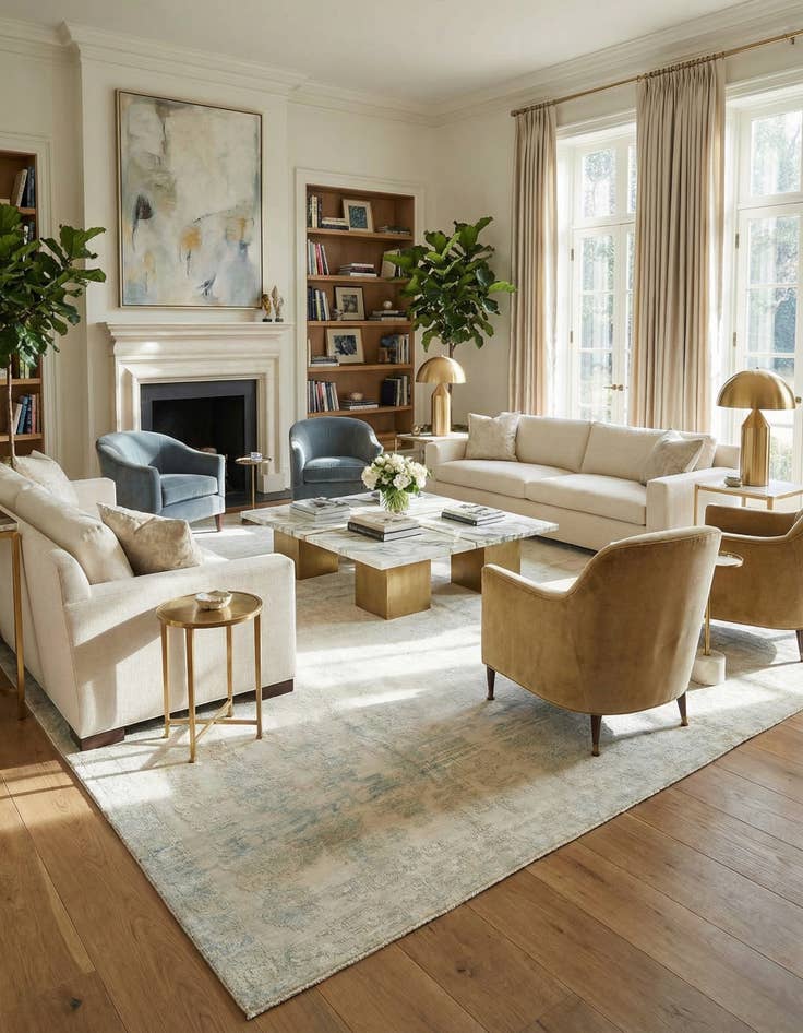 Detail image of 13' x 13'  Hand Knotted Oushak Wool Square Rug