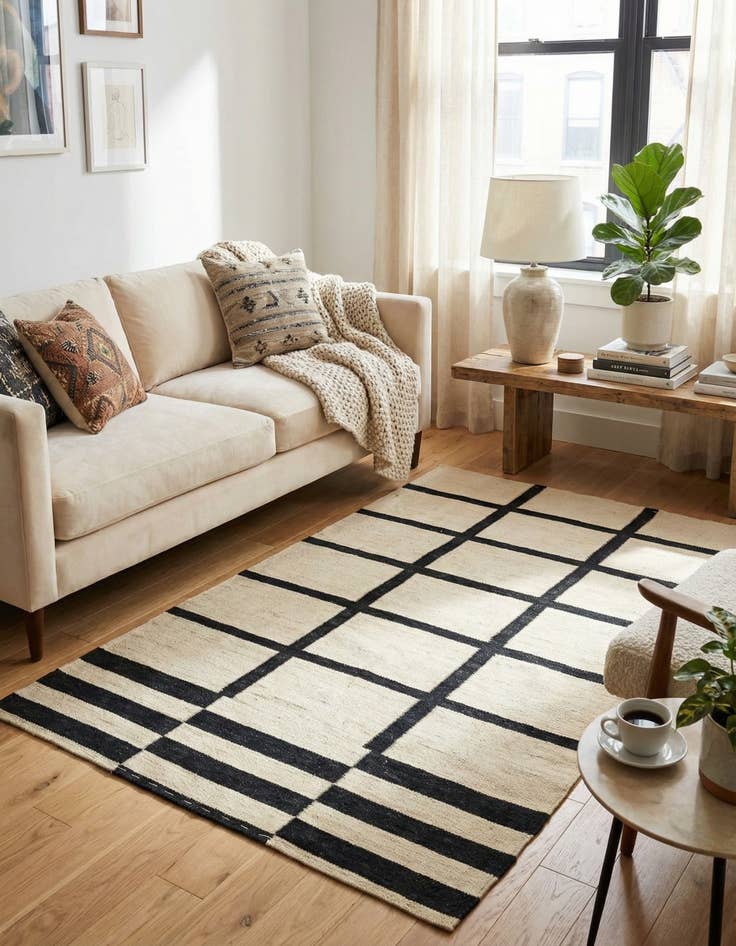 Detail image of 3' 5 x 5' 2  Hand Woven Kilim Modern Wool Rug