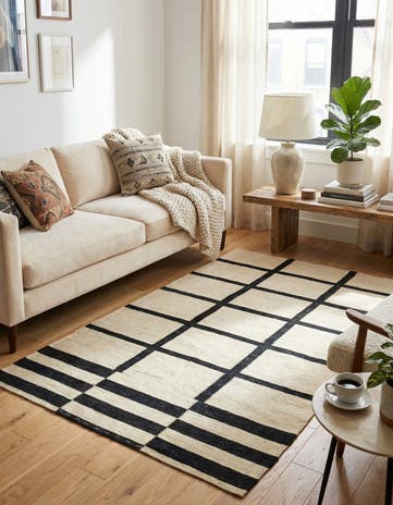 3' 5 x 5' 2 Hand Woven Kilim Modern Wool Rug