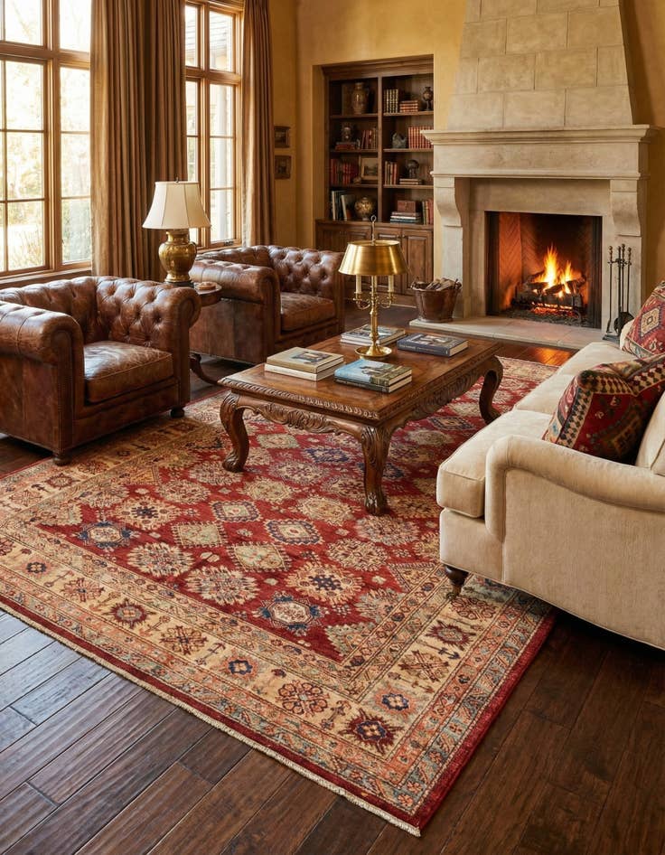 Detail image of  6' 6 x 9' 3  Hand Knotted Kazak Oriental Rug