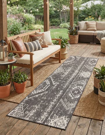 2' 7 x 12' Easy-Clean Bohemian Indoor / Outdoor Runner Rug