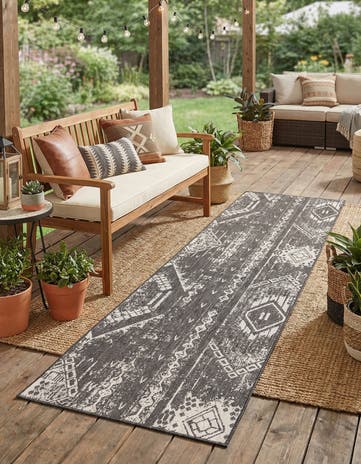 2' 7 x 12' Easy-Clean Bohemian Indoor / Outdoor Runner Rug
