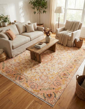 Ivory and Gold Boutique Square Rug