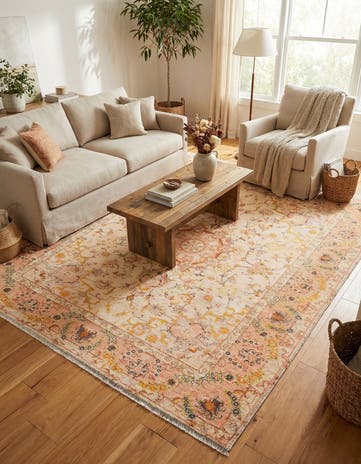 Ivory and Gold Boutique Square Rug
