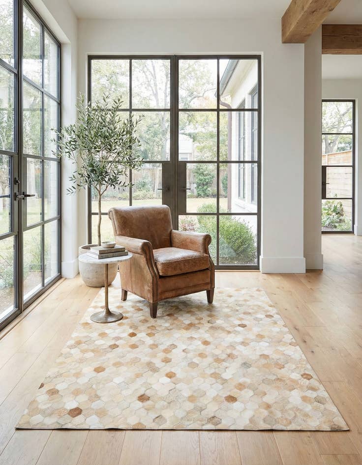 Detail image of  3' 11 x 6' Cowhide Stocks Rug