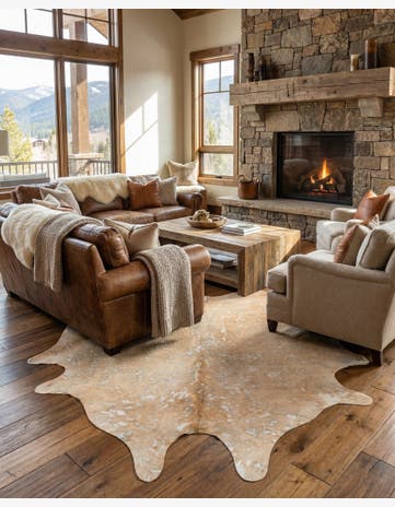 6' 5 x 6' 11 Cowhide Leather Freeform Rug