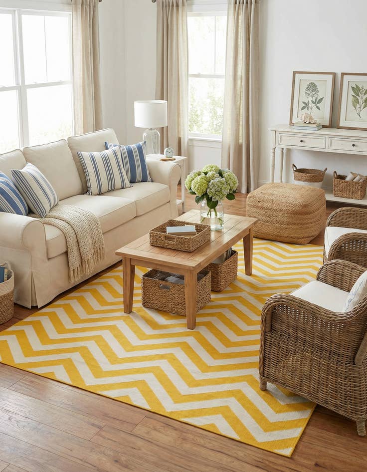 Detail image of 7' 10 x 7' 10  Washable Coastal Indoor / Outdoor Square Rug