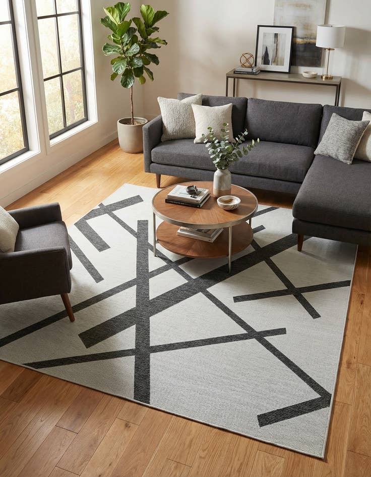 Detail image of  10' x 10'  Washable Modern Indoor / Outdoor Square Rug