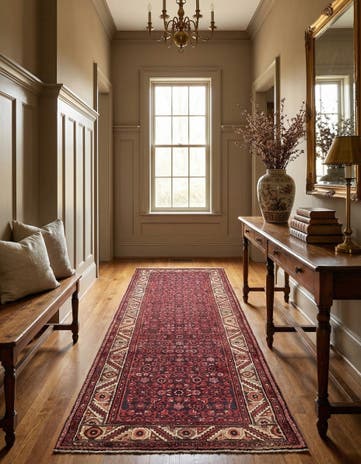 3' 10 x 10' 7 Hand Knotted Hossainabad Persian Wool Runner Rug