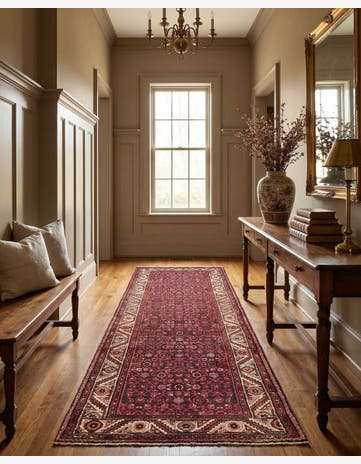 3' 10 x 10' 7 Hand Knotted Hossainabad Persian Wool Runner Rug
