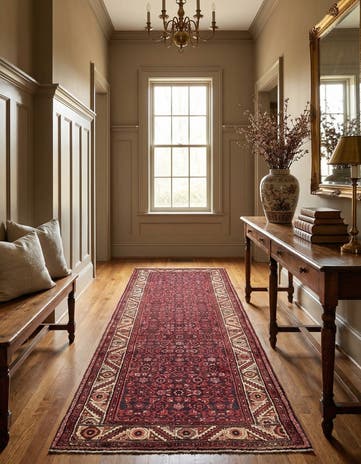 3' 10 x 10' 7 Hand Knotted Hossainabad Persian Wool Runner Rug
