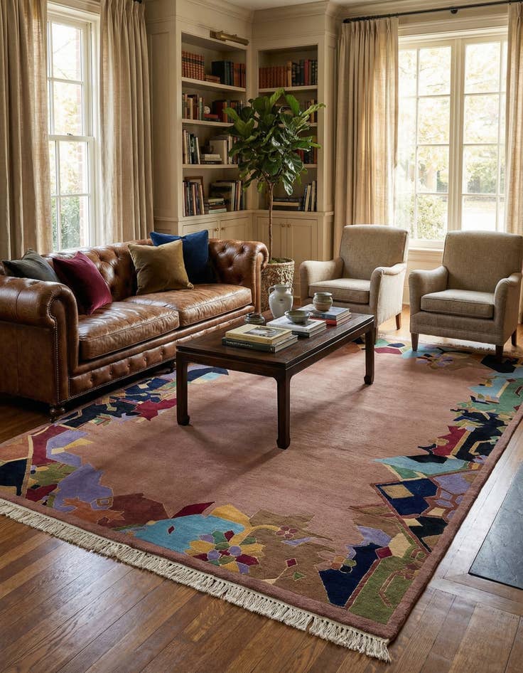 Detail image of 5' 9 x 8' Hand Knotted Tibet Wool Rug