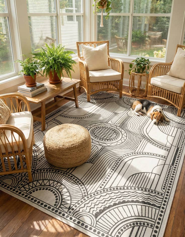 Detail image of 7' x 10' Easy-Clean Traditional Indoor / Outdoor Rug
