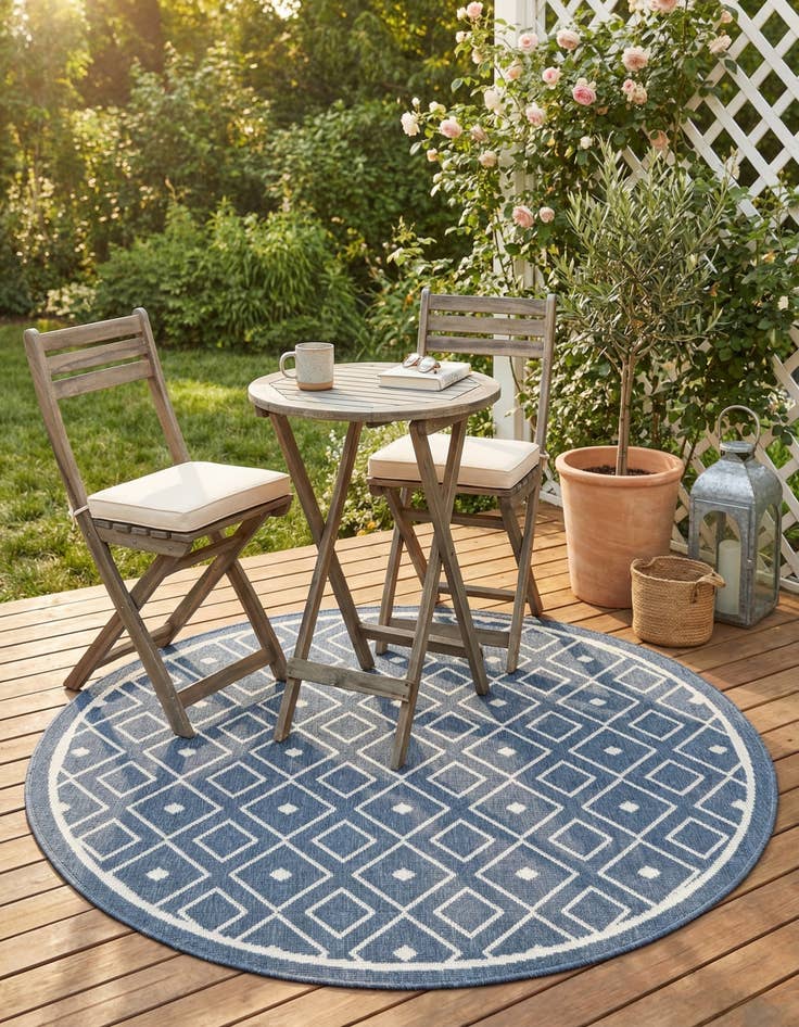 Detail image of 4' x 4'  Washable Trellis Indoor / Outdoor Round Rug