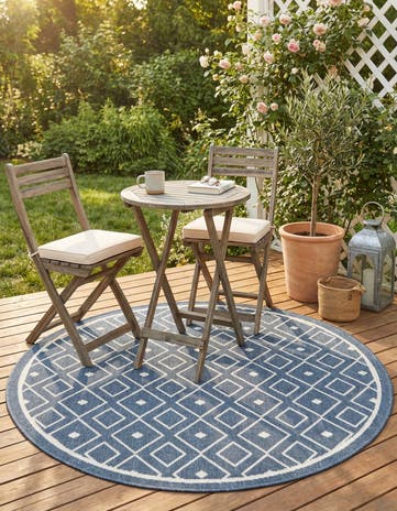 4' x 4' Easy-Clean Lattice Indoor / Outdoor Round Rug