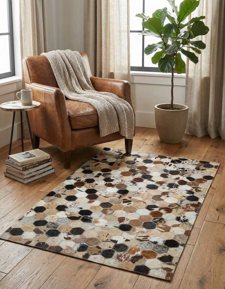 Detail image of 2' x 3' 1 Cowhide Leather Rug