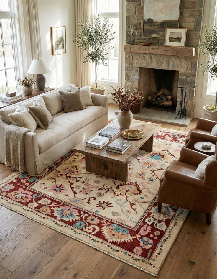 Detail image of 9' 5 x 12' 3  Hand Knotted Oushak Wool Rug