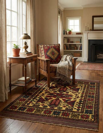 4' 1 x 6' 4 Hand Knotted Sumak Wool Rug