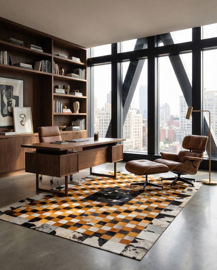 Detail image of 5' x 8' Cowhide Stocks Rug