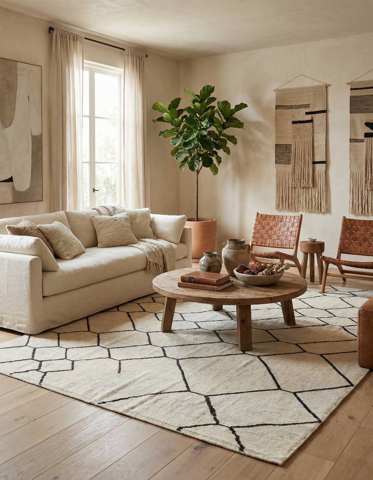 Detail image of  8' x 9' 8  Hand Knotted Moroccan Wool Rug