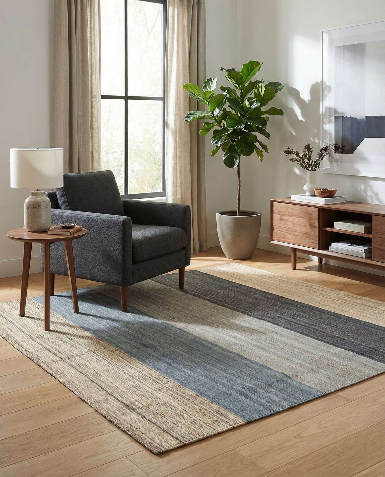 4' 6 x 4' 8 Hand Woven Kilim Modern Wool Square Rug
