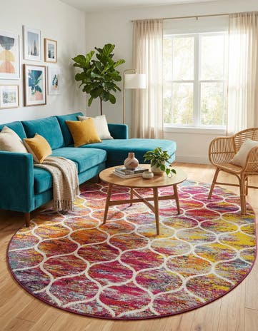 Lattice Frieze Oval Rug