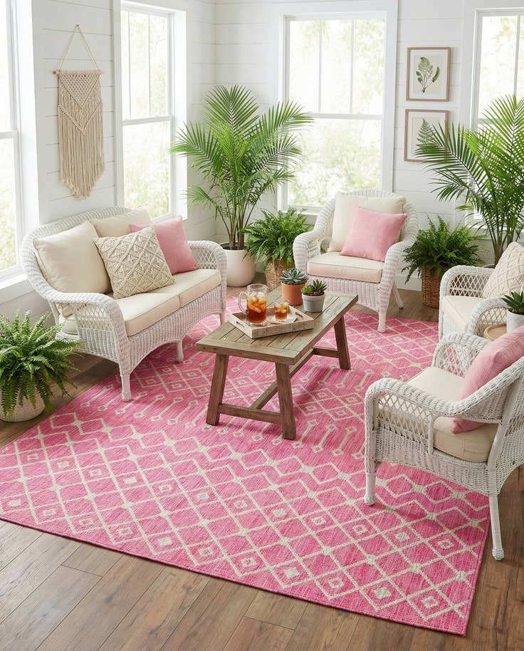 Detail image of 9' x 12' Easy-Clean Trellis Indoor / Outdoor Rug