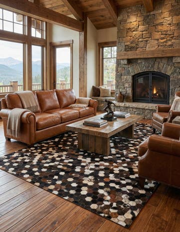 5' x 8' Cowhide Leather Rug