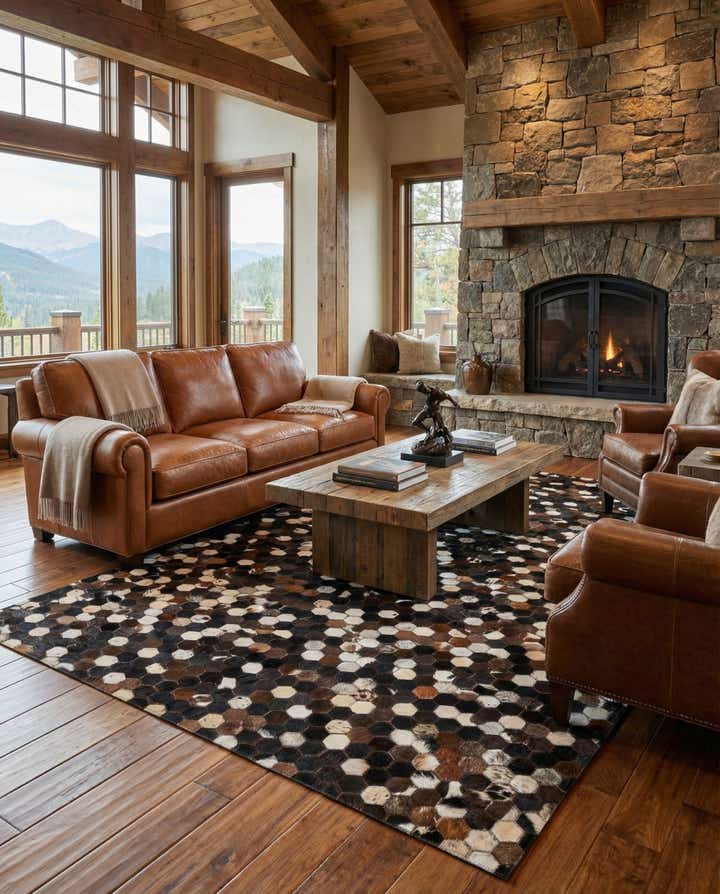 5' x 8' Cowhide Leather Rug