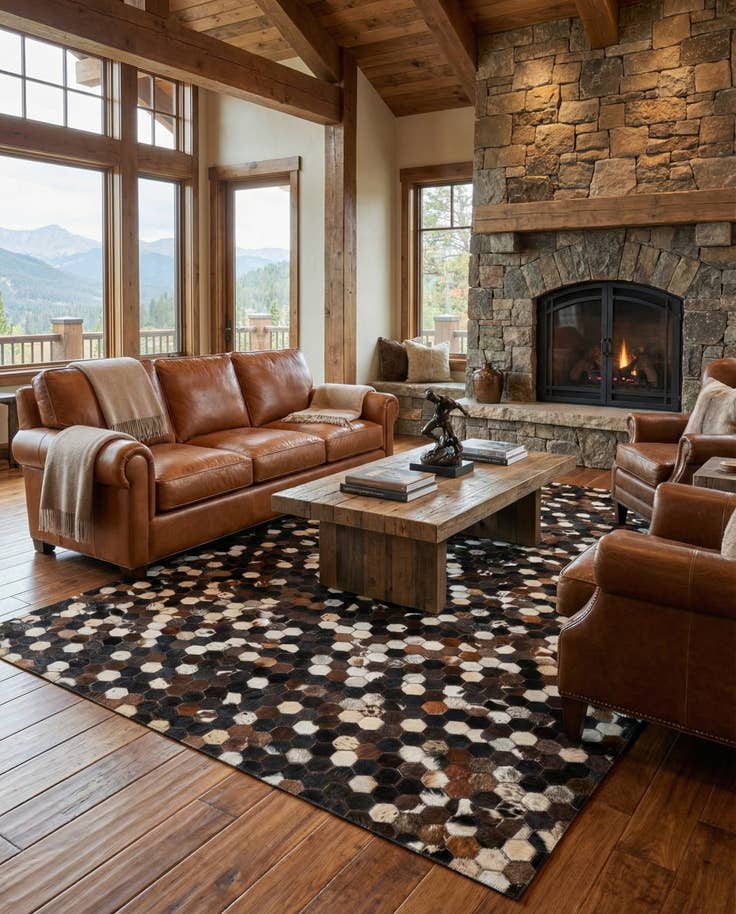 Detail image of 5' x 8' Cowhide Leather Rug