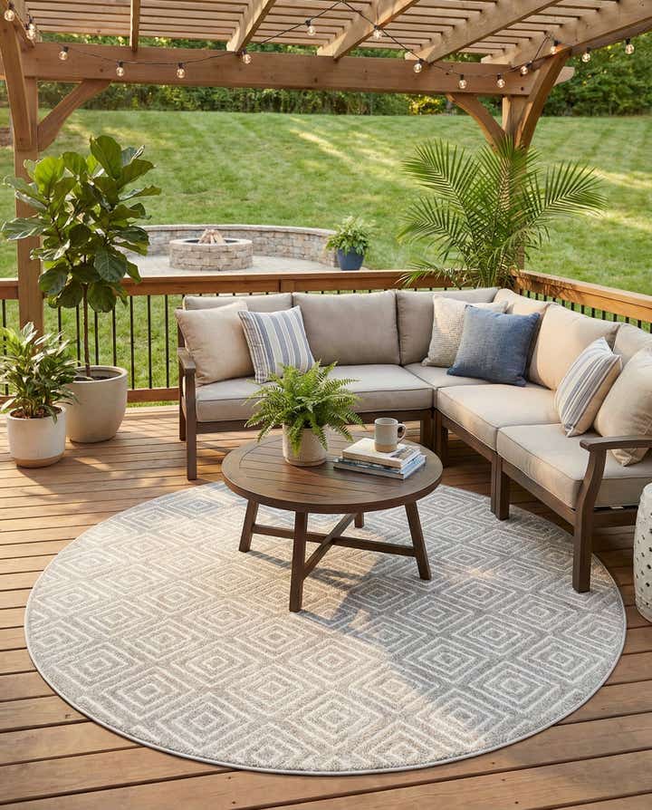 7' 10 x 7' 10 Easy-Clean Sabrina Soto Indoor / Outdoor Round Rug