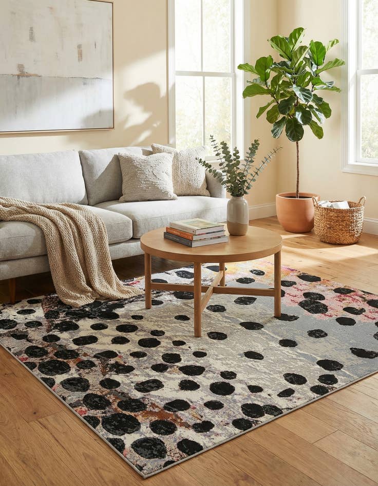 Detail image of  7' 10 x 7' 10  Washable Modern Indoor / Outdoor Square Rug