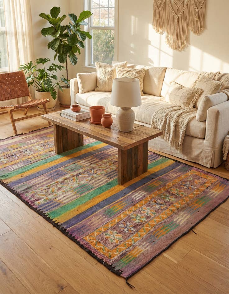 Detail image of 5' 8 x 10' 3  Hand Knotted Moroccan Wool Runner Rug