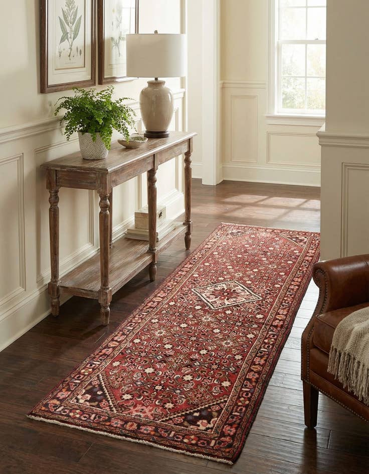 Detail image of 3' 6 x 10' 4 Hand Knotted Hossainabad Persian Wool Runner Rug