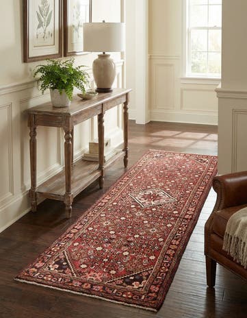 3' 6 x 10' 4 Hand Knotted Hossainabad Persian Wool Runner Rug