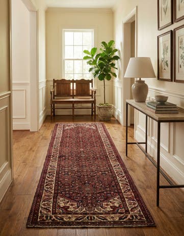 3' 5 x 10' 6 Hand Knotted Hossainabad Persian Wool Runner Rug