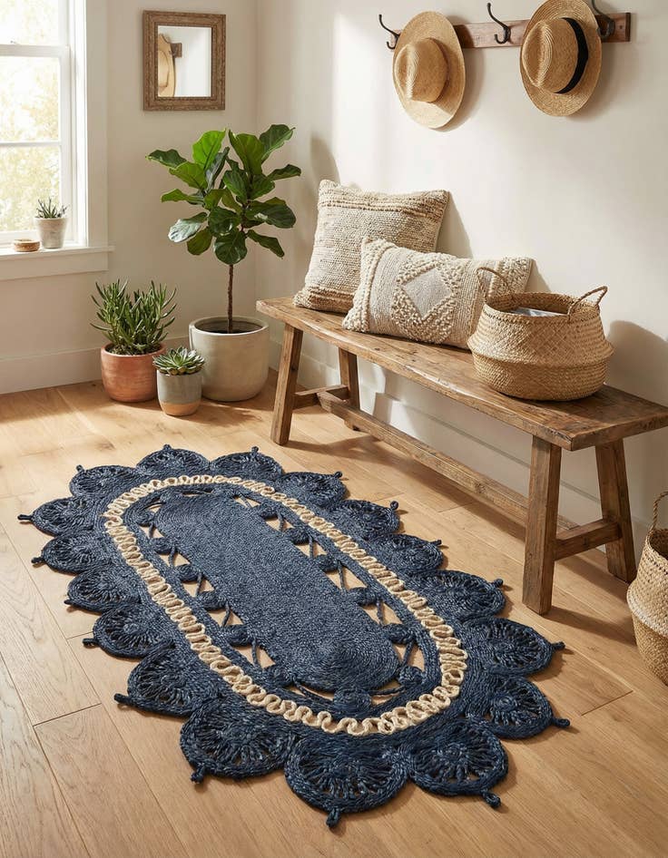 Detail image of 3' 1 x 5' 1  Hand Braided Jute Oval Rug