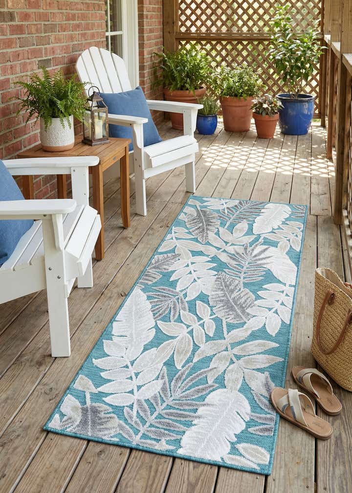 2' 2 x 5' 3 Easy-Clean Botanical Indoor / Outdoor Runner Rug