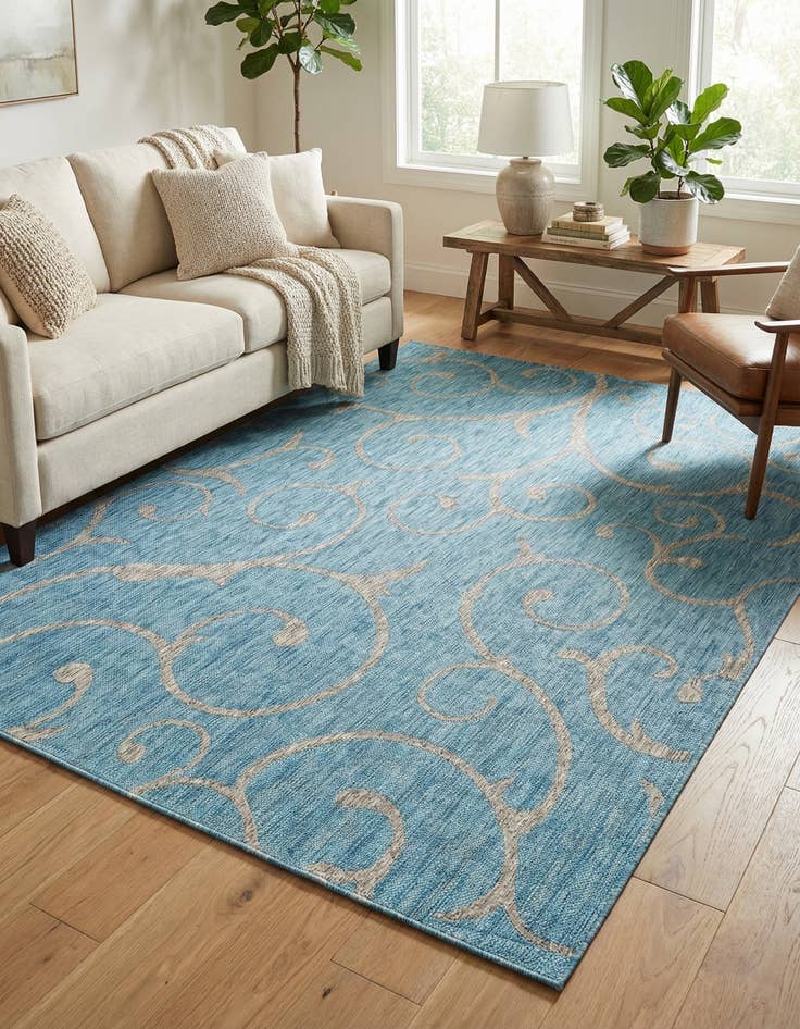 Detail image of 7' 10 x 11' Easy-Clean Botanical Indoor / Outdoor Rug