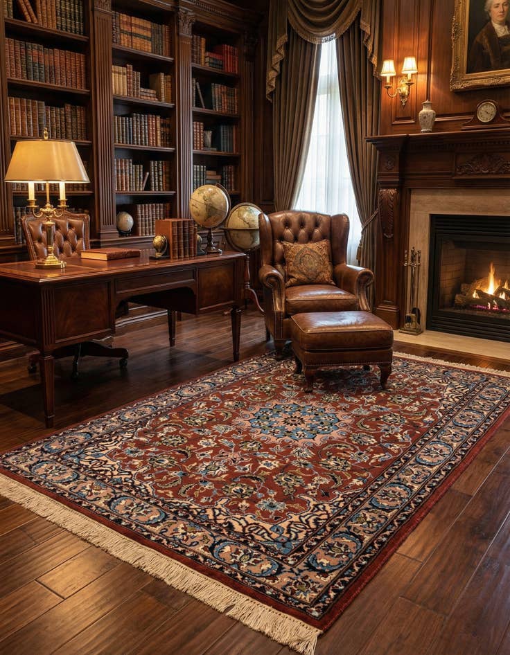 Detail image of 4' x 6' 1  Hand Knotted Isfahan Oriental Wool Rug