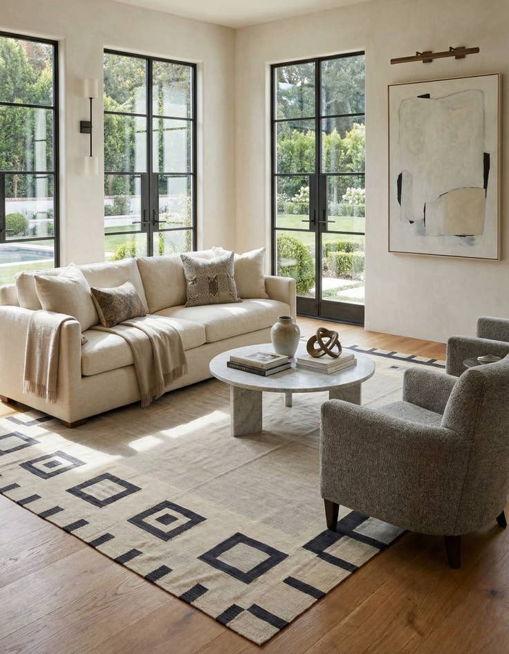 Detail image of 10' 5 x 13' 10  Hand Woven Kilim Modern Wool Rug