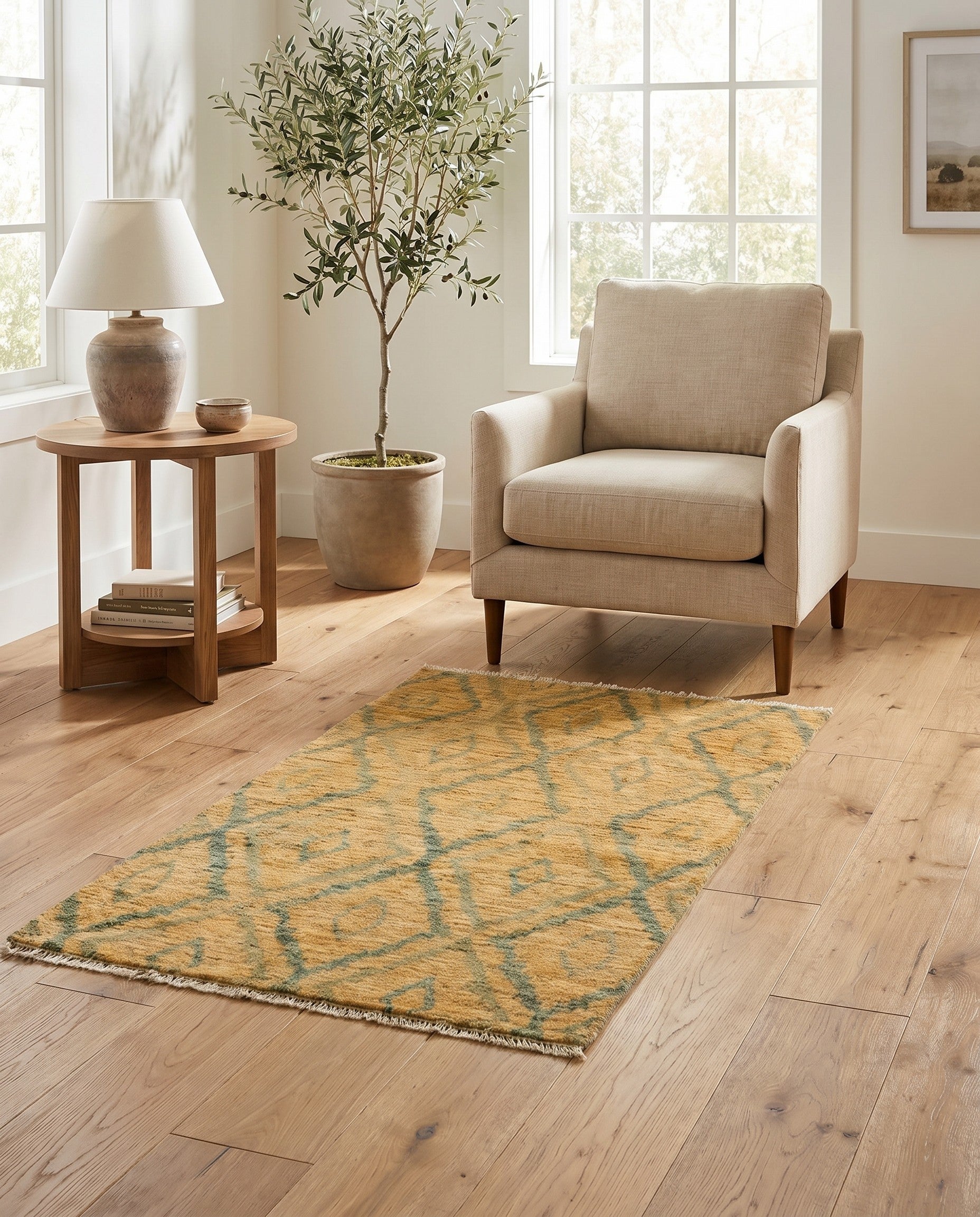 3' x 5' 4 Hand Knotted Modern Ziegler Rug